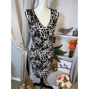 NWT Jennifer Lopez JLO size 8 501 Faded Animal Leopard Print Dress Parisian Chic